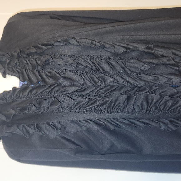 Y2K black jersey knit ruffle Victorian whimsigoth long cardigan sweater - Picture 2 of 10